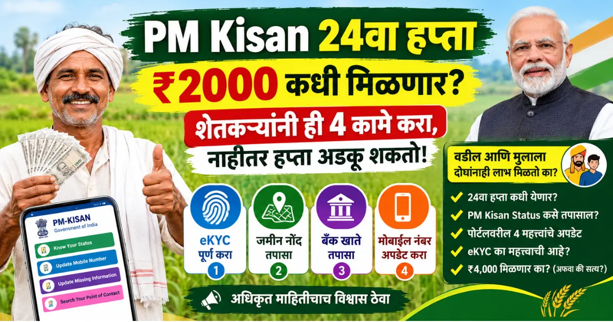 PM Kisan 24वा हप्ता: शेतकऱ्यांनी ही 4 कामे करा, नाहीतर ₹2000 अडकू शकतात; वडील आणि मुलाला दोघांनाही लाभ मिळतो का? 2 PM Kisan 24वा हप्ता